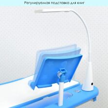 Дитяча регульована парта зі стільчиком M 4428-4 підставка для книги / лампа USB / колір синій **