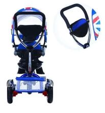 Велосипед-коляска дитячий триколісний Гумові колеса Turbo Trike M 3114-1A з батьківською ручкою блакитний