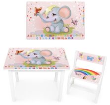Дитячий стіл зі стільчиком Bambi BSM1-47ua Слоник, веселка**