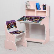 Дитяча регульована парта зі стільчиком растишка Bambi B 2071-106-5 Орнамент рожевий**
