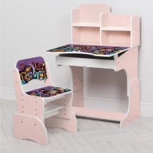 Дитяча регульована парта зі стільчиком растишка Bambi B 2071-106-5 Орнамент рожевий**