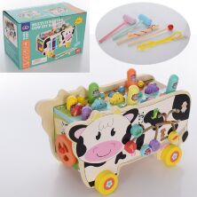 Дерев'яна Розвиваюча іграшка MD 1835 Каталка на мотузці Ксилофон Стучалка Магнітна рибалка**