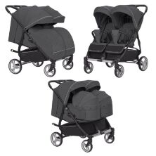 Коляска прогулочная CARRELLO Connect CRL-5502/1 Serious Black для двійні c перенесенням