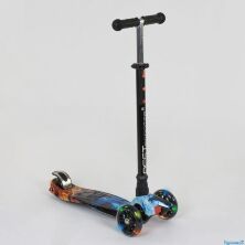 Самокат дитячий триколісний А 24665/779-1314 MAXI Best Scooter пластмасовий підсвічування коліс чорний
