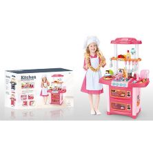 Дитячий ігровий набір інтерактивна кухня WD-P38 плита мийка духовка посуд продукти ллється вода рожева**