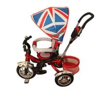 Велосипед-коляска дитячий триколісний Гумові колеса Turbo Trike M 3114-2A з батьківською ручкою червоний