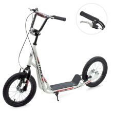 Двоколісний Самокат дорослий iTrike SR 2-045-1-W сталевий з ручним гальмом / колеса 14д / білий**