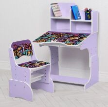 Дитяча регульована парта зі стільчиком растишка Bambi B 2071-106-4 Орнамент лаванда**