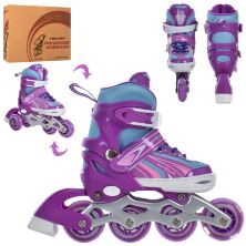 Дитячі розсувні ролики PROFI A4146-XS-V алюмінієва рама/КОМБО/розмір 27-30 устілка 16cм/фіолетові