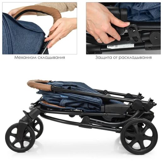 Коляска прогулочная El Camino ME 1011L ZETA Denim Blue синій**