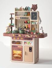 Велика інтерактивна ігрова дитяча кухня WD-P46-R46 ллється вода, пара, музика, світло (на батарейках) сіра