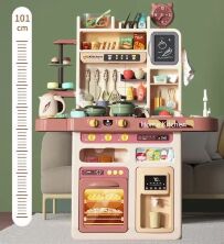 Велика інтерактивна ігрова дитяча кухня WD-P46-R46 ллється вода, пара, музика, світло (на батарейках) сіра