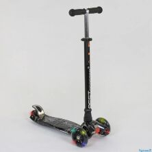 Самокат дитячий триколісний А 25463/779-1318 MAXI Best Scooter пластмасовий підсвічування коліс чорний