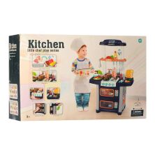 Дитячий ігровий набір інтерактивна кухня WD-R38 плита мийка духовка посуд продукти ллється вода синя