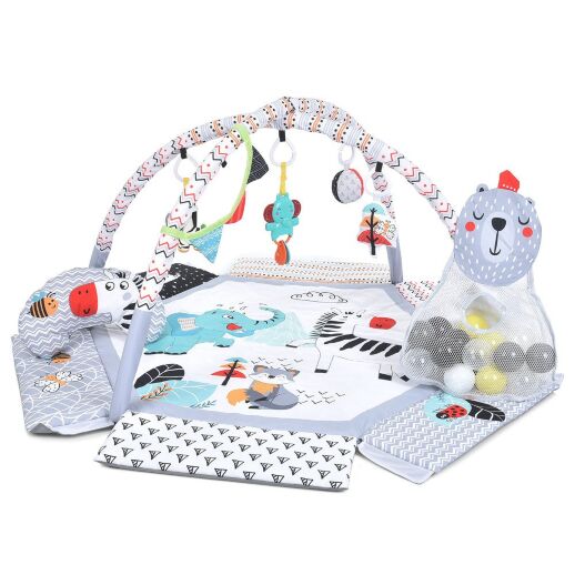 Розвиваючий килимок-басейн для малюка EL CAMINO ME 1171 Gray дуги з іграшками, кульки
