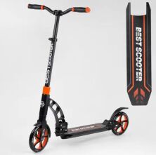 Складаний двоколісний самокат Best Scooter 23023 / колеса PU / 2 амортизатора / колір чорно-помаранчевий