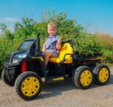 Дитячий двомісний електромобіль Bambi Racer Джип Квадроцикл 4WD M 4285EBLR-6(24) чохол в комплекті / жовтий