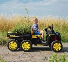Дитячий двомісний електромобіль Bambi Racer Джип Квадроцикл 4WD M 4285EBLR-6(24) чохол в комплекті / жовтий