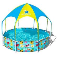 Дитячий каркасний круглий басейн BESTWAY 56432 з навісом / розмір 244-51 см / обсяг 1688л **