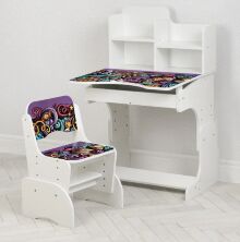 Дитяча регульована парта зі стільчиком растишка Bambi B 2071-106-3 Орнамент білий**