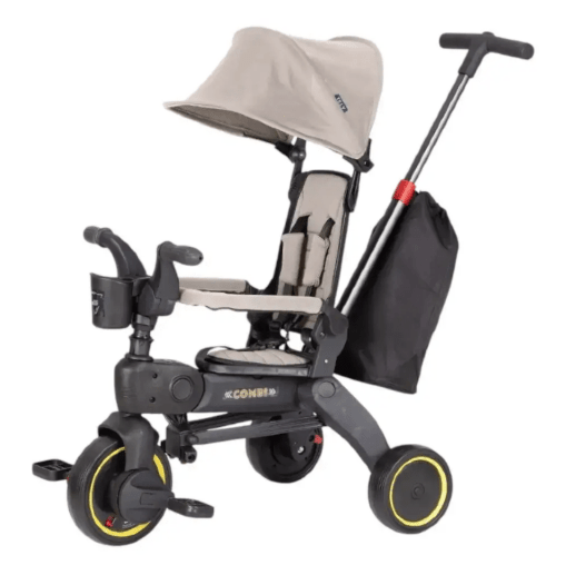 Дитячий триколісний велосипед-коляска TILLY COMBI T-392 BEIGE з батьківською ручкою бежевий