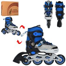 Дитячі розсувні ролики PROFI A4147-XS-BL алюмінієва рама/КОМБО/розмір 27-30 устілка 16cм/сині