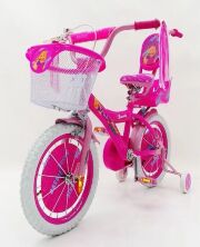 Дитячий Велосипед для дівчинки "BARBIE-16" Барбі з батьківською ручкою, фіолетовий***