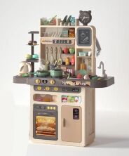 Велика інтерактивна ігрова дитяча кухня WD-P46-R46 ллється вода, пара, музика, світло (на батарейках) сіра