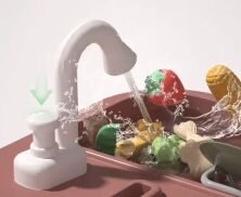 Велика інтерактивна ігрова дитяча кухня WD-P46-R46 ллється вода, пара, музика, світло (на батарейках) сіра