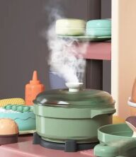 Велика інтерактивна ігрова дитяча кухня WD-P46-R46 ллється вода, пара, музика, світло (на батарейках) сіра