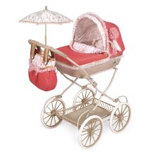 Коляска для ляльок DeCuevas 81033 Лялькова коляска Мартіна з сумкою і парасолькою червона