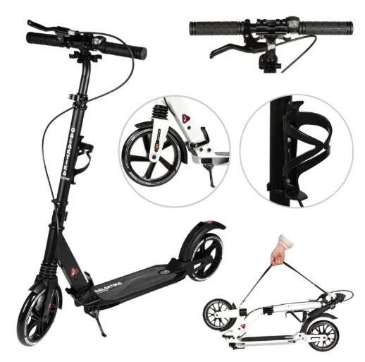 Алюмінієвий двоколісний самокат для дітей від 7 років GS-0061 Black з ручним і ножним гальмом/чорним