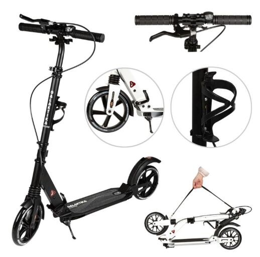 Алюмінієвий двоколісний самокат для дітей від 7 років GS-0061 Black з ручним і ножним гальмом/чорним