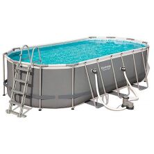Каркасний овальний басейн BESTWAY 56710 розмір 549-274-122 см об'єм 13430 л з фільтр-насосом Драбинкою Тентом