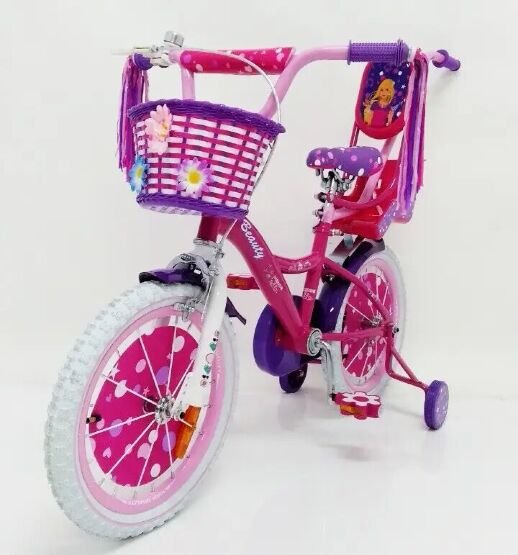 Дитячий Велосипед для дівчинки "BARBIE-16" Барбі з батьківською ручкою, фіолетовий***