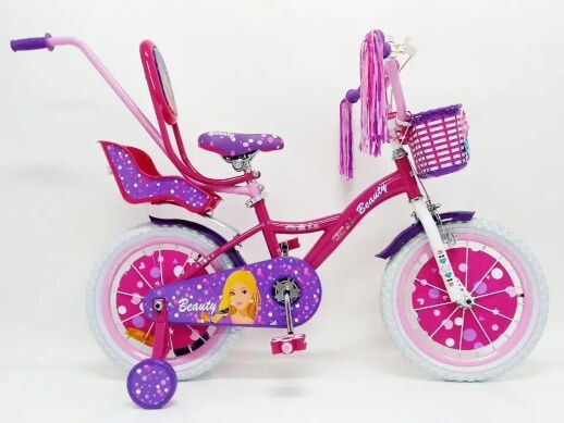 Дитячий Велосипед для дівчинки "BARBIE-16" Барбі з батьківською ручкою, фіолетовий***