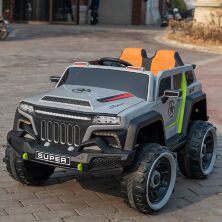 Дитячий двомісний електромобіль Джип M 5802EBLR-11 Машина Polaris шкіряне сидіння, 4 мотори, MP3, USB, сірий