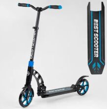 Складаний двоколісний самокат Best Scooter 44073 колеса PU / 2 амортизатора / колір чорно-синій