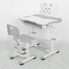 Дитяча пластикова Регульована парта зі стільцем M 4818-11 з підставкою для книг / сіра