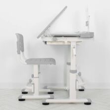 Дитяча пластикова Регульована парта зі стільцем M 4818-11 з підставкою для книг / сіра