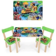 Дитячий дерев'яний столик із двома стільцями Bambi 501-19 "Зоопарк"