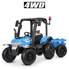 Дитячий одномісний електромобіль Трактор із причепом 4WD BAMBI M 4844EBLR-4 на EVA колесах/синій