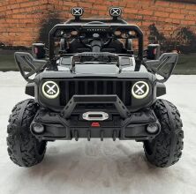 Дитячий двомісний електромобіль Джип M 4960EBLR-2(24V) Jeep з м'яким сидінням, MP3, USB / чорний