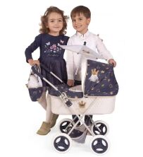 Коляска для ляльок DeCuevas 85032 Лялькова з сумкою і парасолькою серії Класик Голд складна**