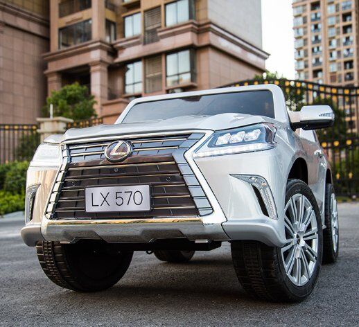 Дитячий двомісний електромобіль Lexus LX570 шкіряне сидіння, USB, MP3 автофарбування сірий