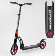 Складаний двоколісний самокат Best Scooter 42923 колеса PU / 2 амортизатора / колір чорно-червоний