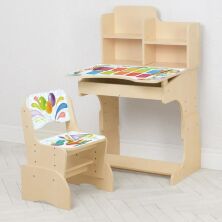 Дитяча регульована парта зі стільчиком растишка Bambi B 2071-105-2 Таблиця множення світло.венге**
